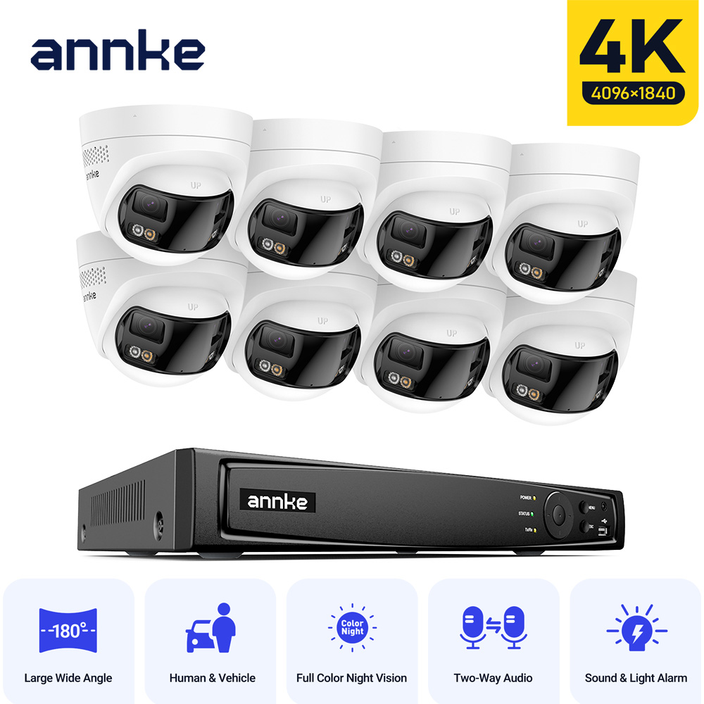 Garden Camera - ANNKE 4K 屋外ビデオセキュリティカメラシステム 180 ° デュアルレンズセキュリティIP