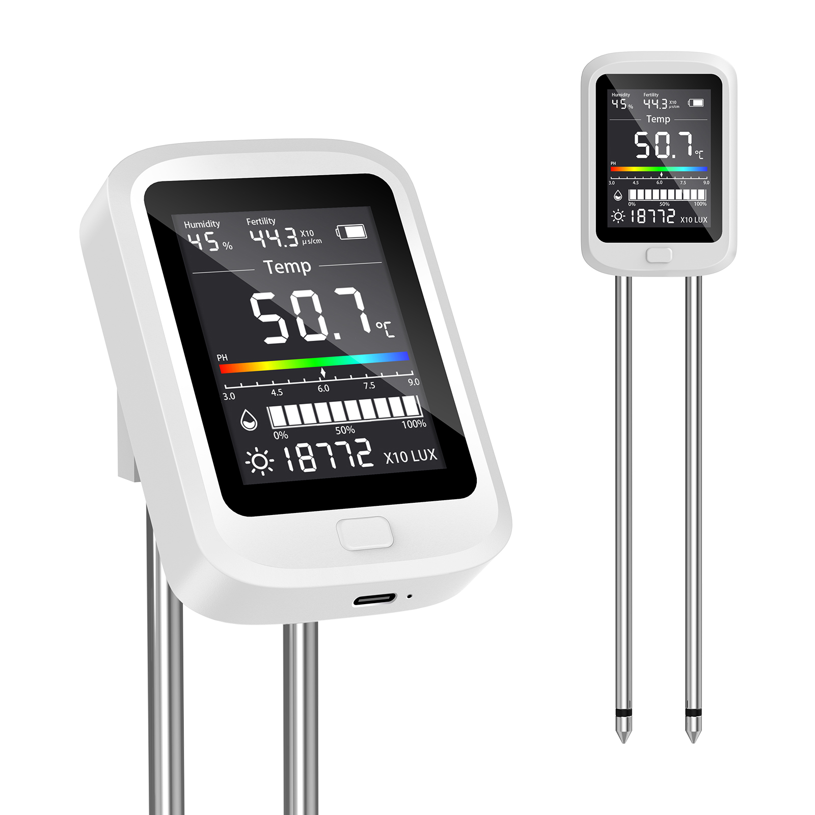 Plant Monitor - 6in1土壌水分計、植物用湿度計、土壌水分、pH計、温度、日光、肥沃度、環境測定器