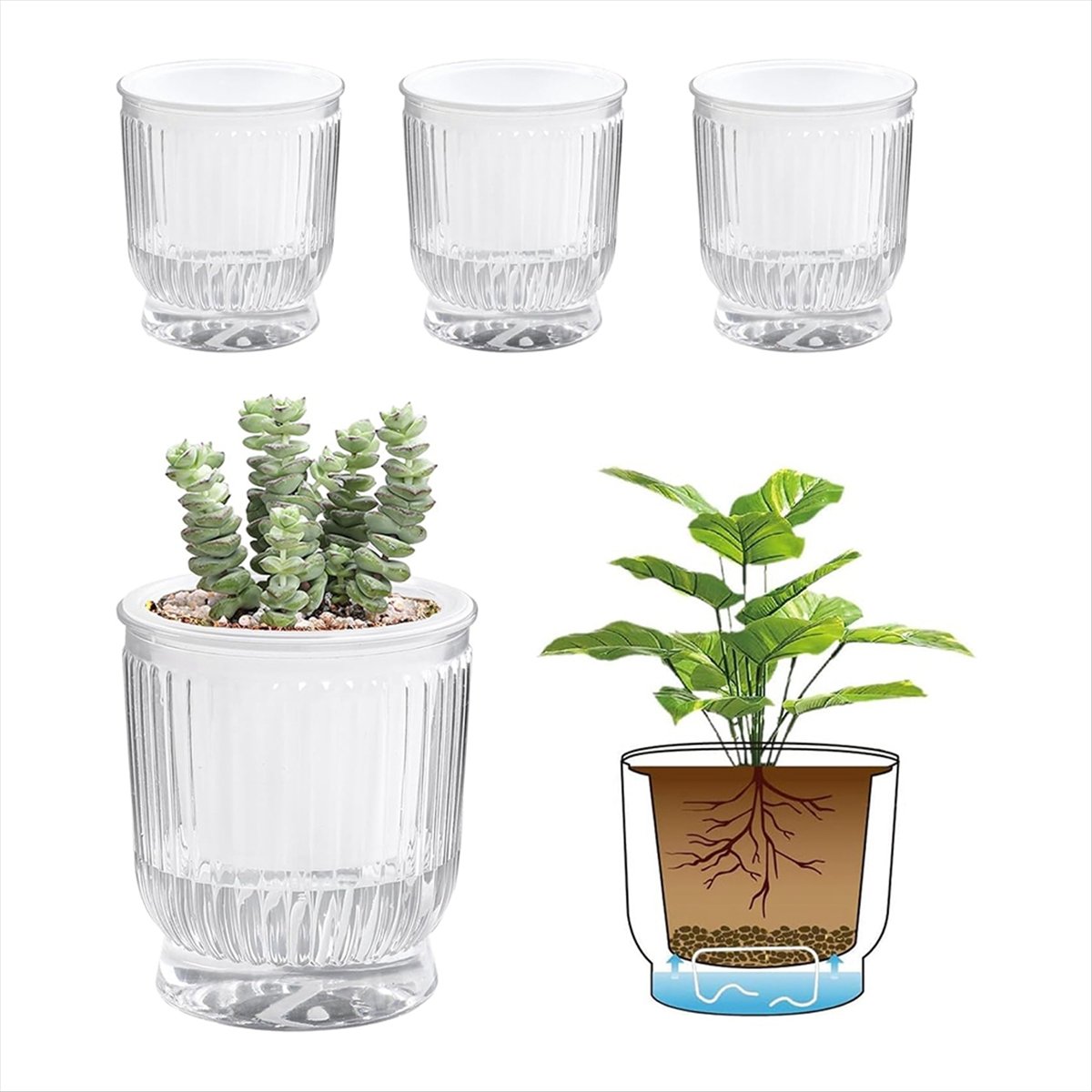 自動給水植木鉢、4インチ小型植木鉢、深型リザーバー付き自動給 - Self Watering Planter のレビューと価格