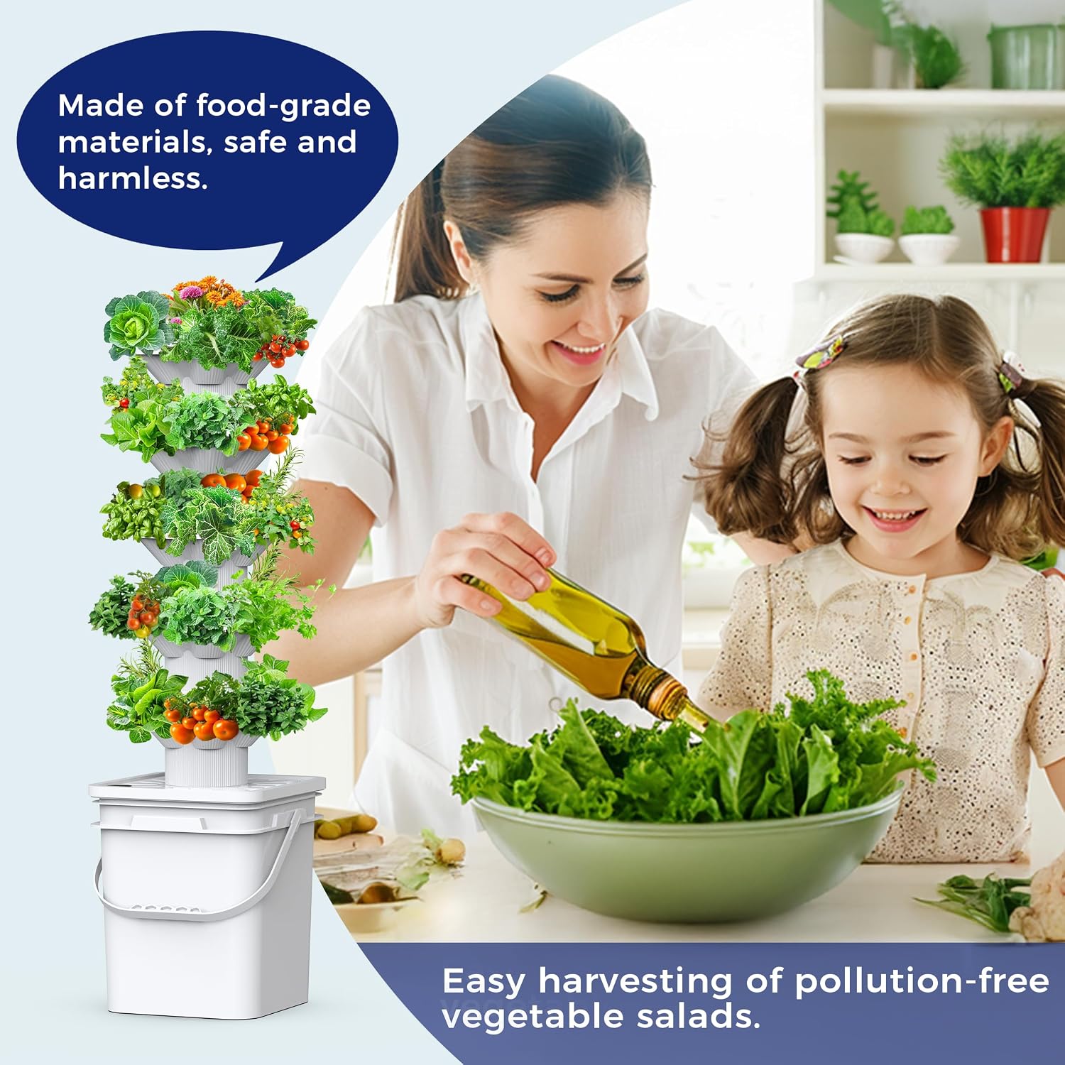 水耕栽培システムキット 5層水耕タワー 30個の植え付け穴  - Hydroponic Tower のレビューと価格