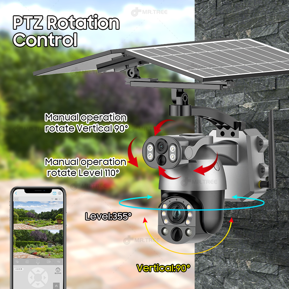 デュアルレンズ付きソーラーカメラ,4G SIMカード,PTZ - Garden Camera のレビューと価格
